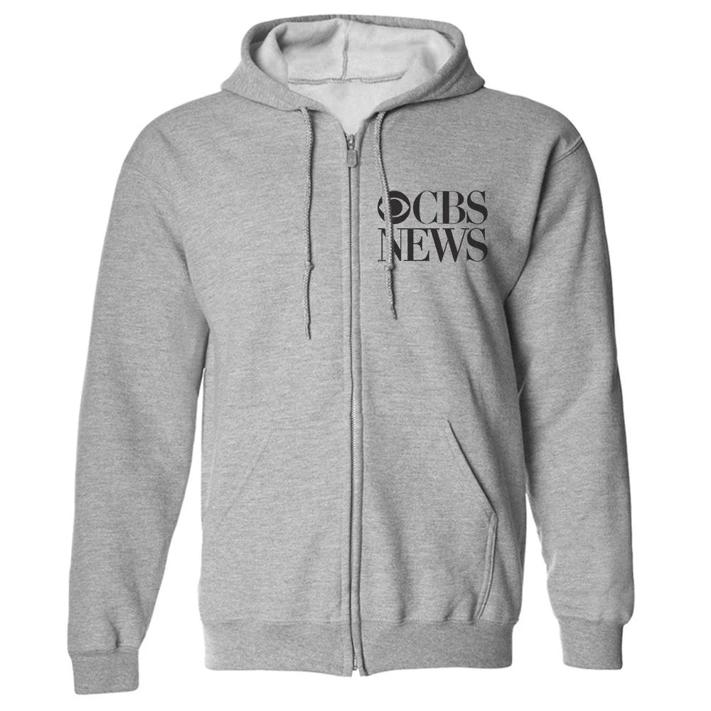 CBS News Vintage Logo Fleece Zip-Up Hooded Sweatshirt - Image 2