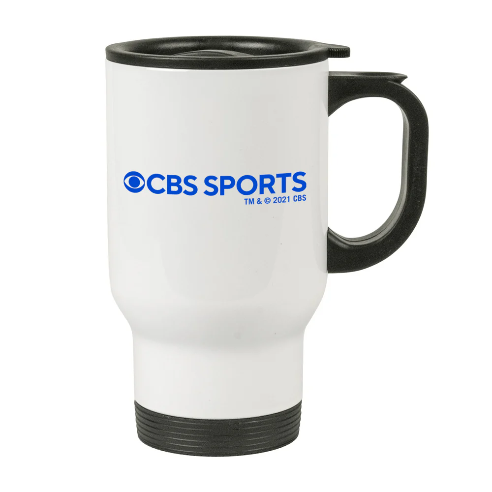 CBS Sports Logo 14 oz Stainless Steel Travel Mug with Handle - Image 2