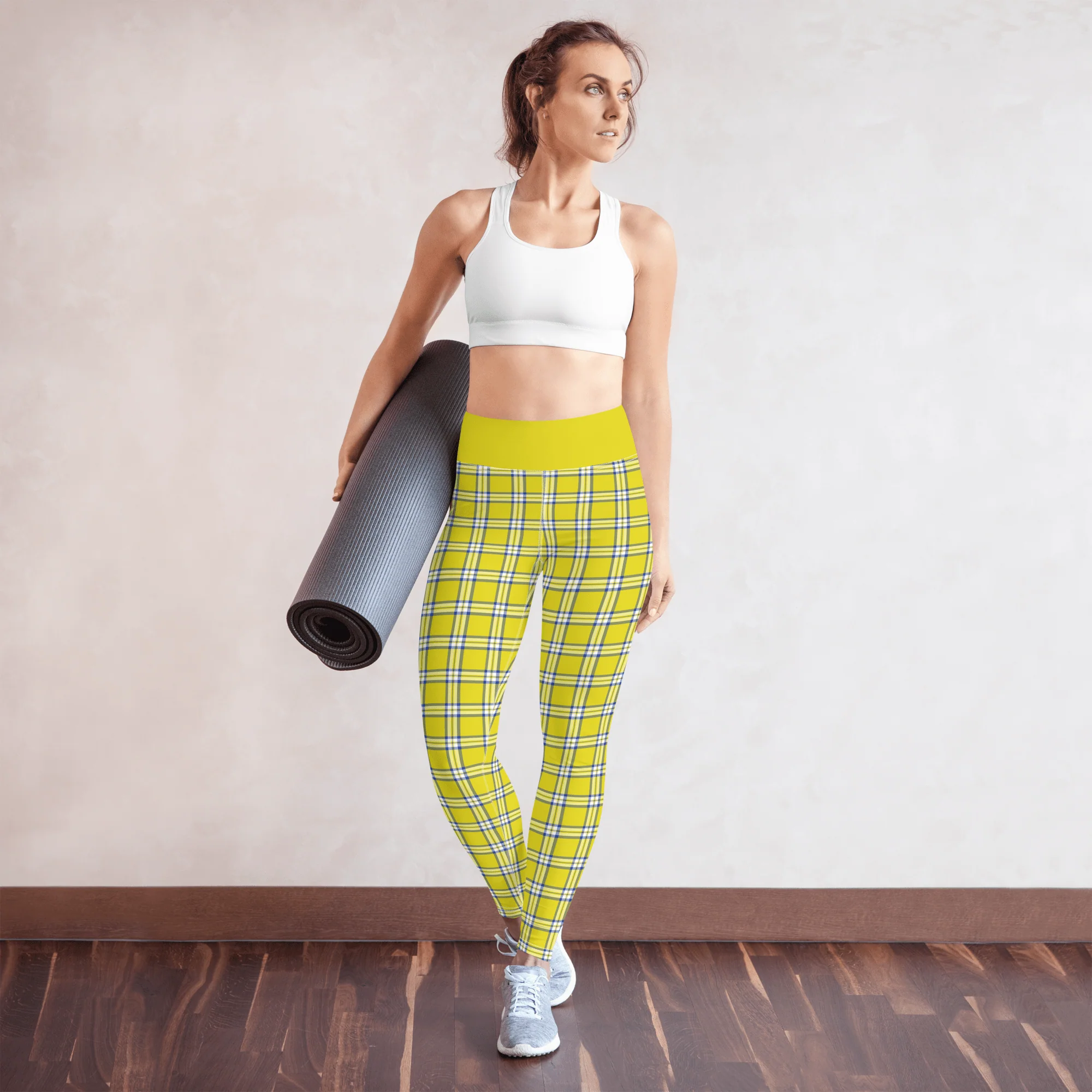 Clueless Yellow Plaid High-Waisted Leggings - Image 4