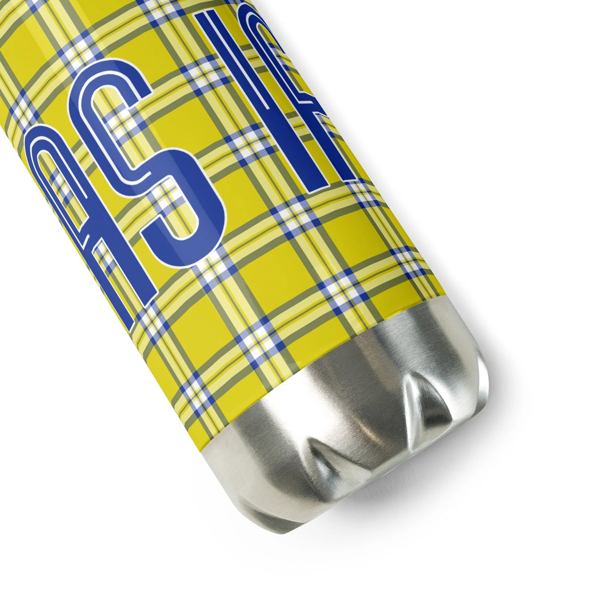 Clueless Yellow Plaid Stainless Steel Water Bottle - Image 2