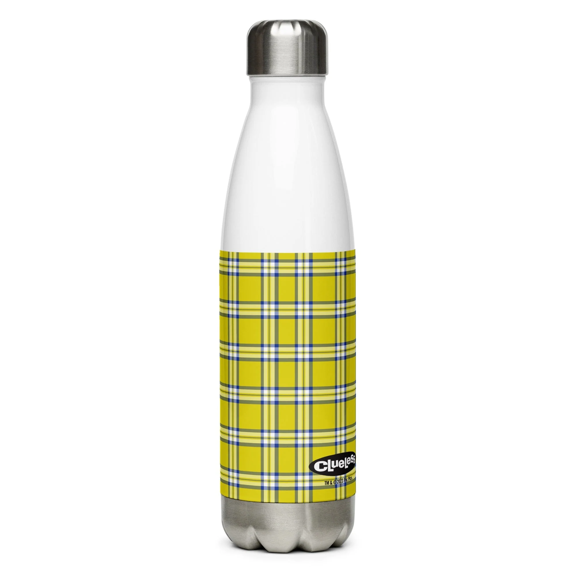 Clueless Yellow Plaid Stainless Steel Water Bottle - Image 5