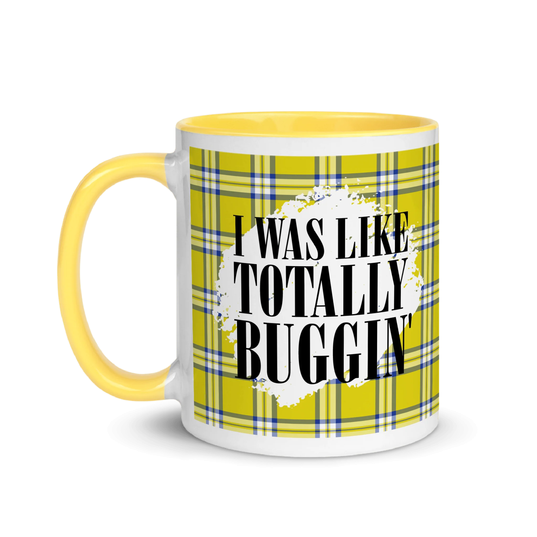 Clueless Yellow Plaid Two-Tone Mug