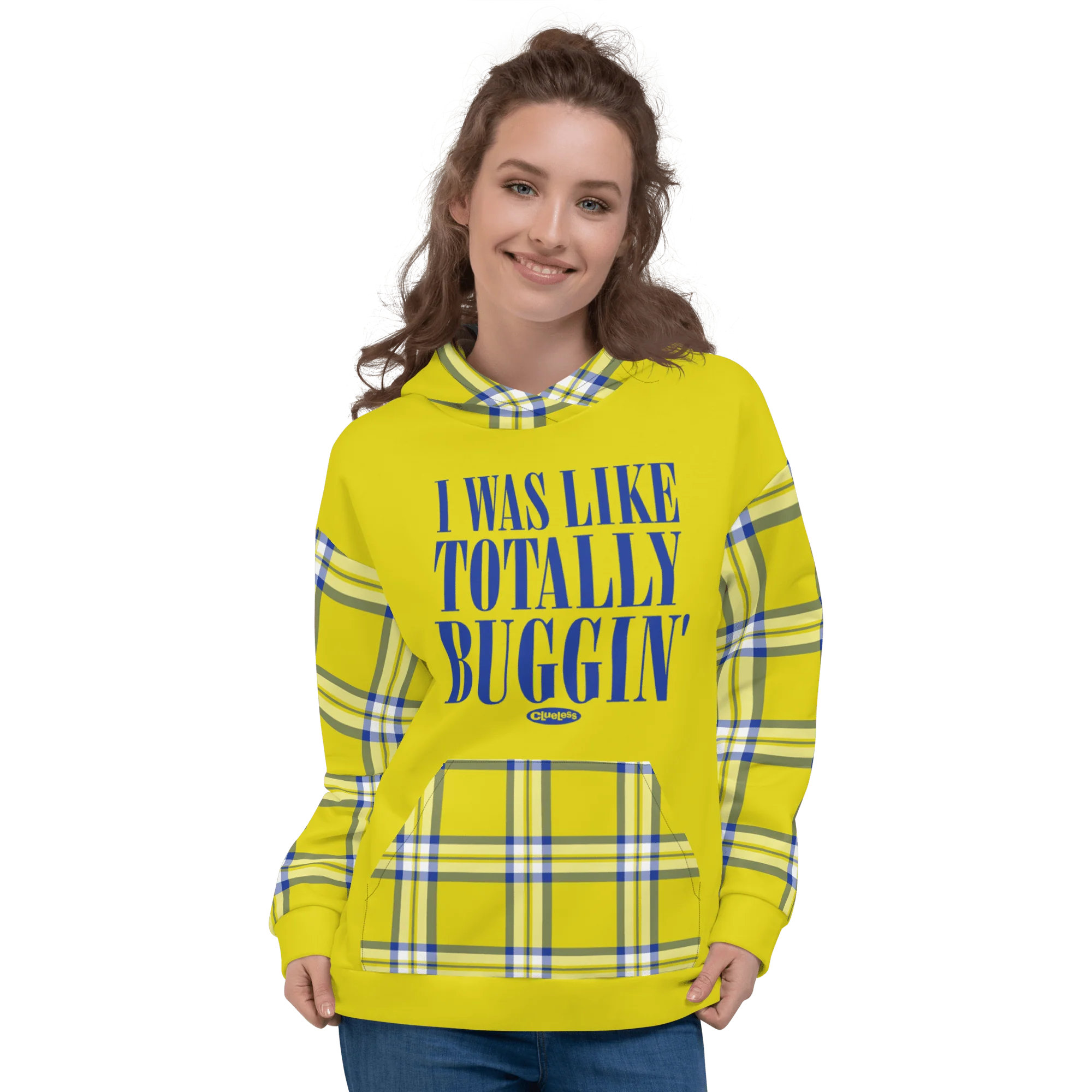 Clueless Yellow Plaid Unisex Hooded Sweatshirt - Image 3