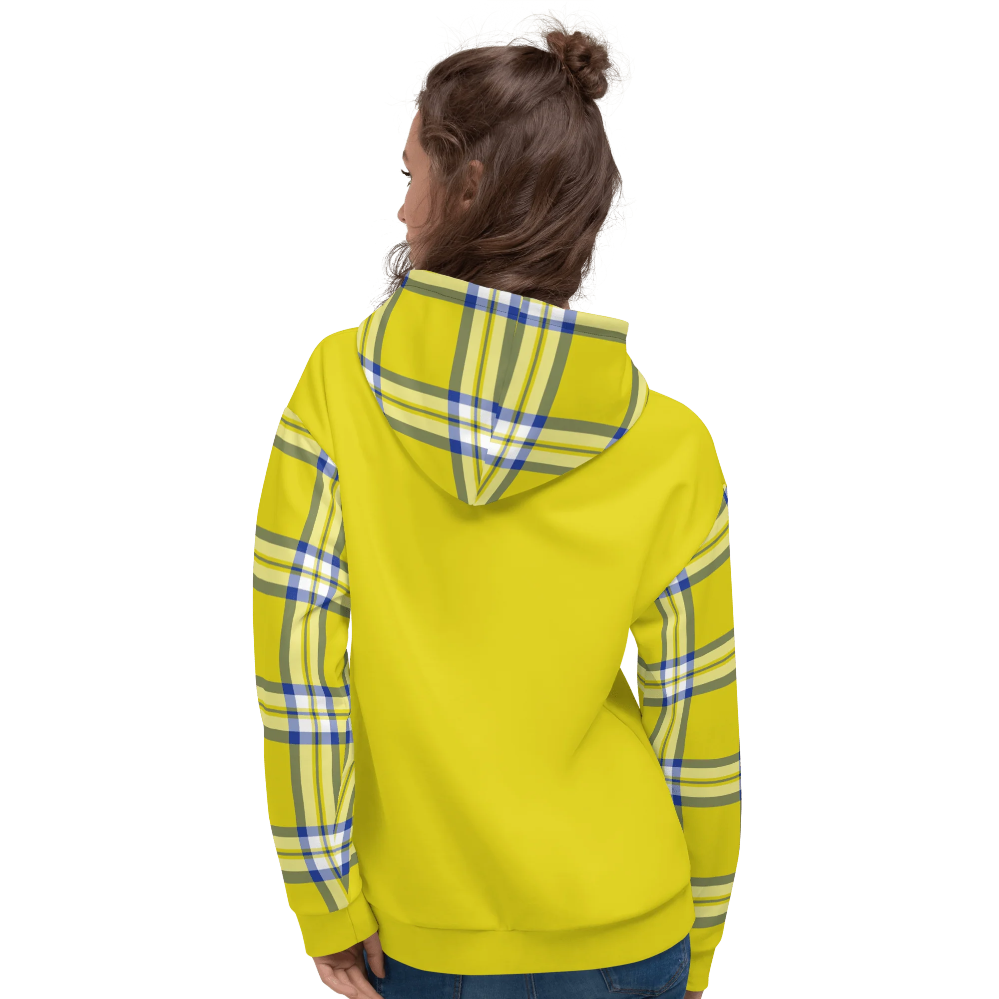 Clueless Yellow Plaid Unisex Hooded Sweatshirt - Image 4
