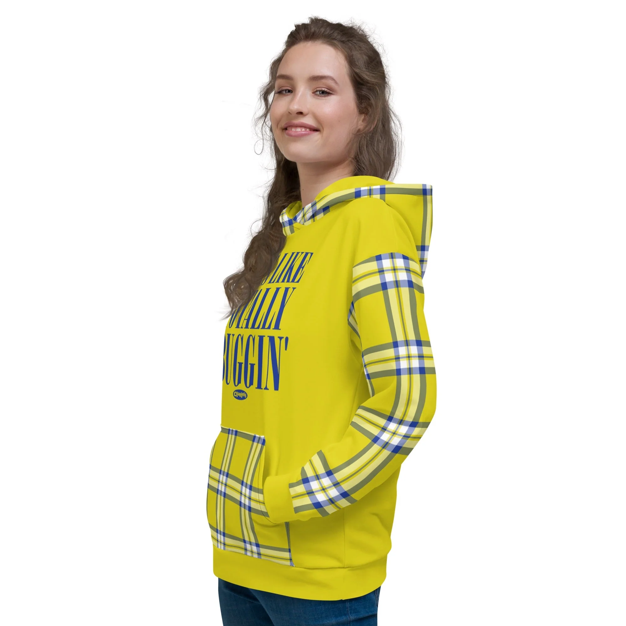 Clueless Yellow Plaid Unisex Hooded Sweatshirt - Image 5