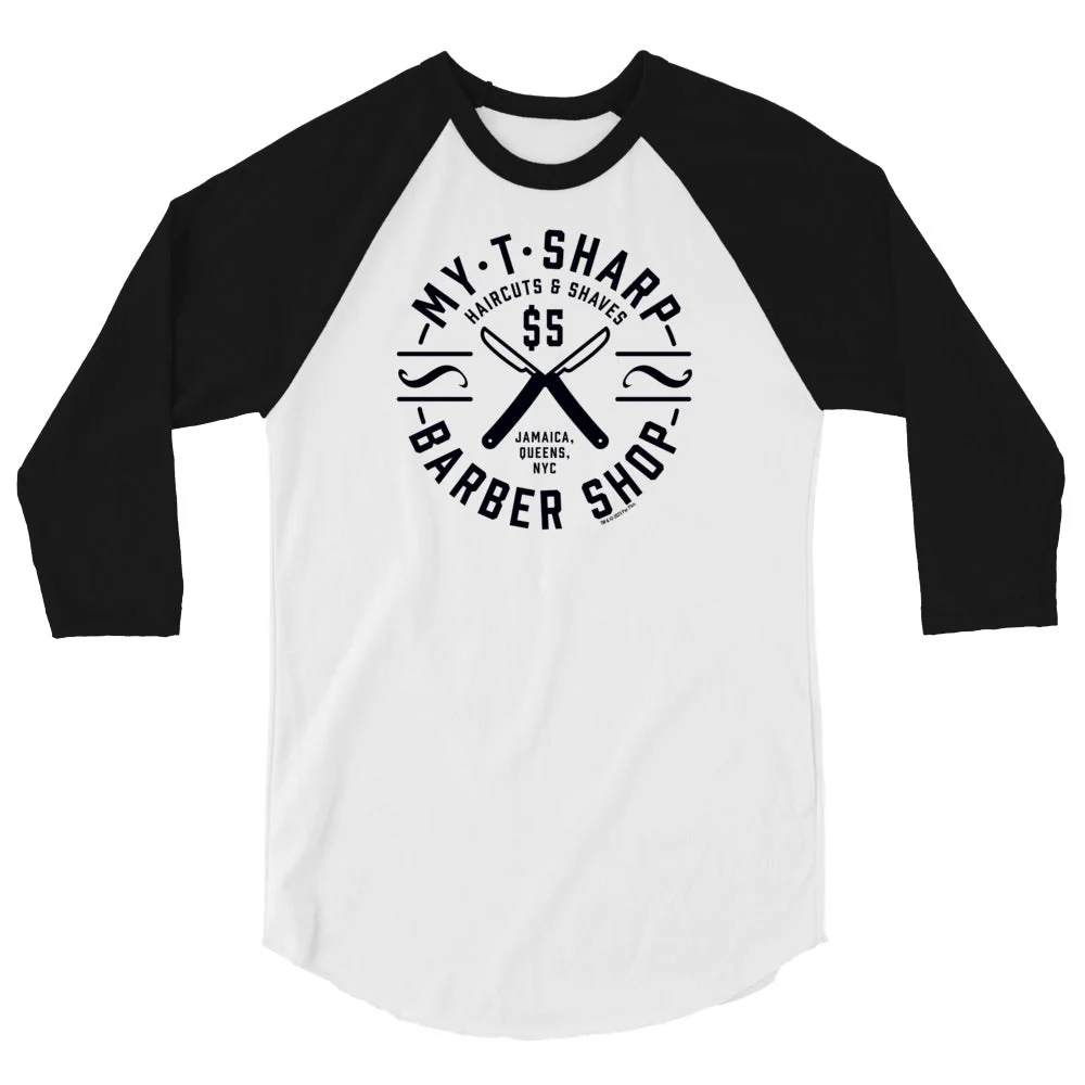 Coming To America My-T-Sharp Barber Shop Unisex 3/4 Sleeve Raglan Shirt - Image 5