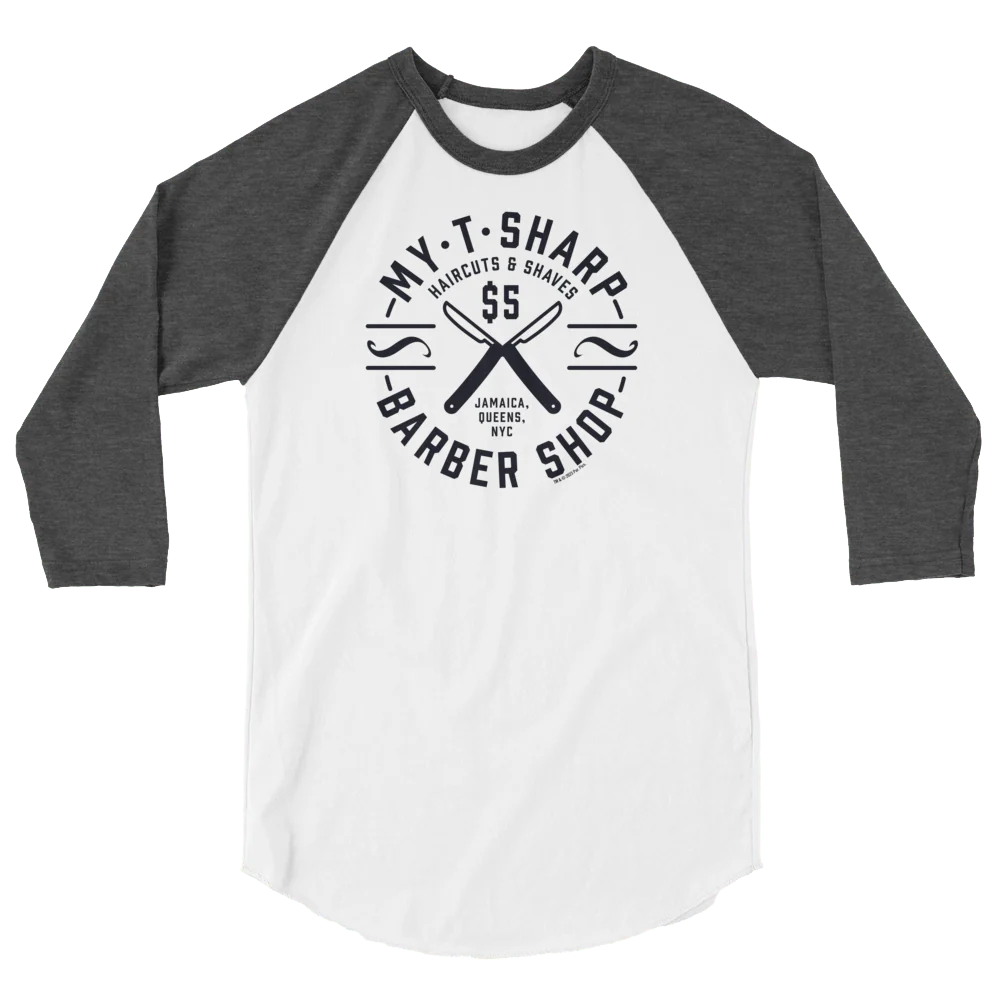Coming To America My-T-Sharp Barber Shop Unisex 3/4 Sleeve Raglan Shirt - Image 6