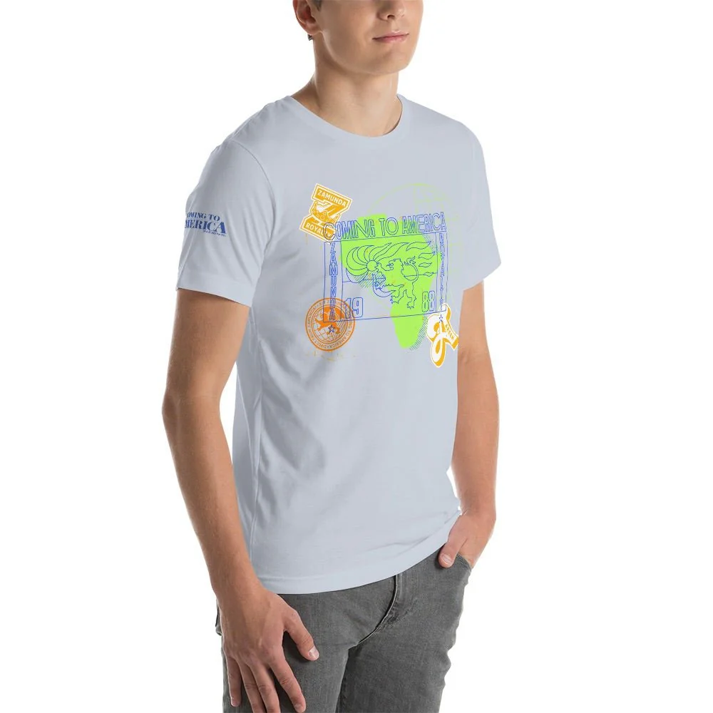Coming To America Passport Stamp Adult Short Sleeve T-Shirt - Image 2