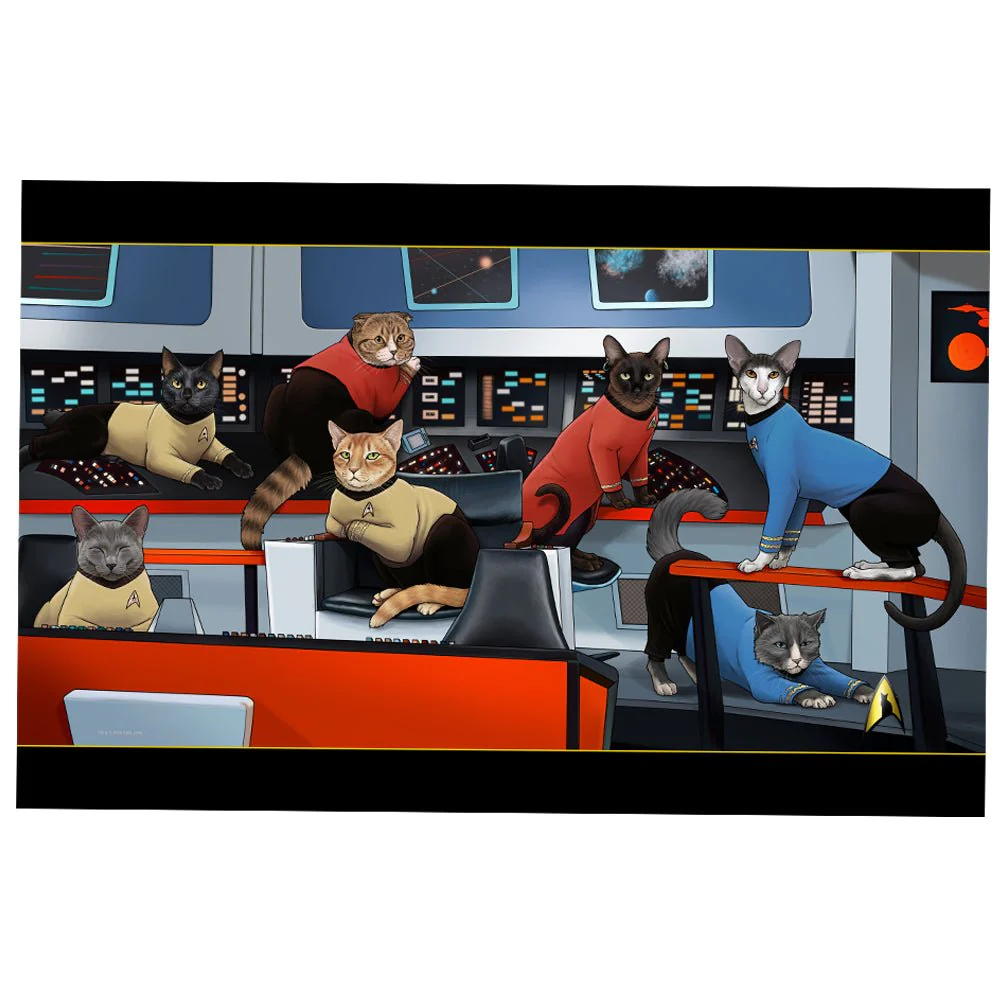Star Trek: The Original Series Crew Cats Black Sherpa Blanket - Image 2