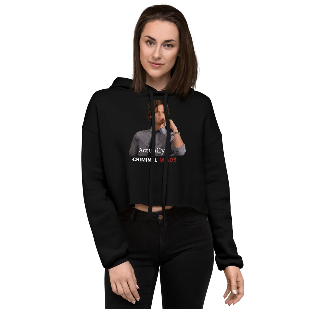 Criminal Minds Spencer Reid Actually... Women's Fleece Crop Hooded Sweatshirt - Image 3