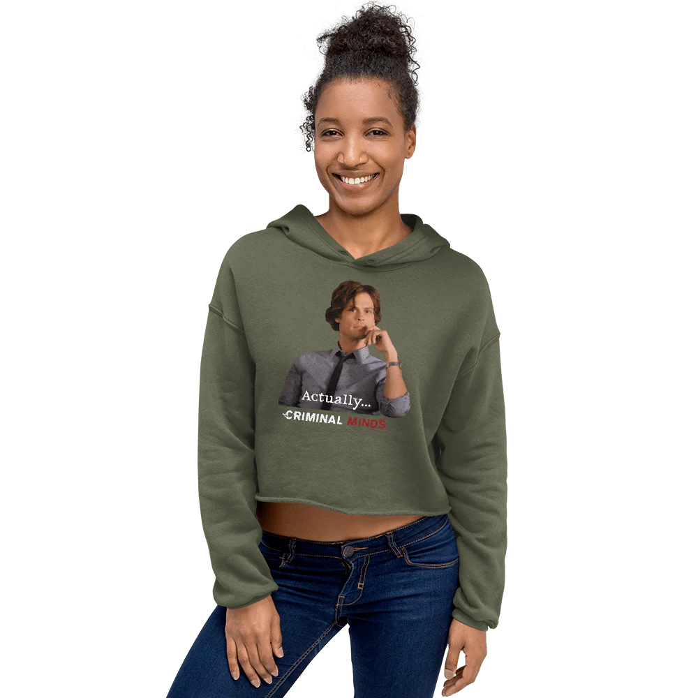 Criminal Minds Spencer Reid Actually... Women's Fleece Crop Hooded Sweatshirt - Image 6