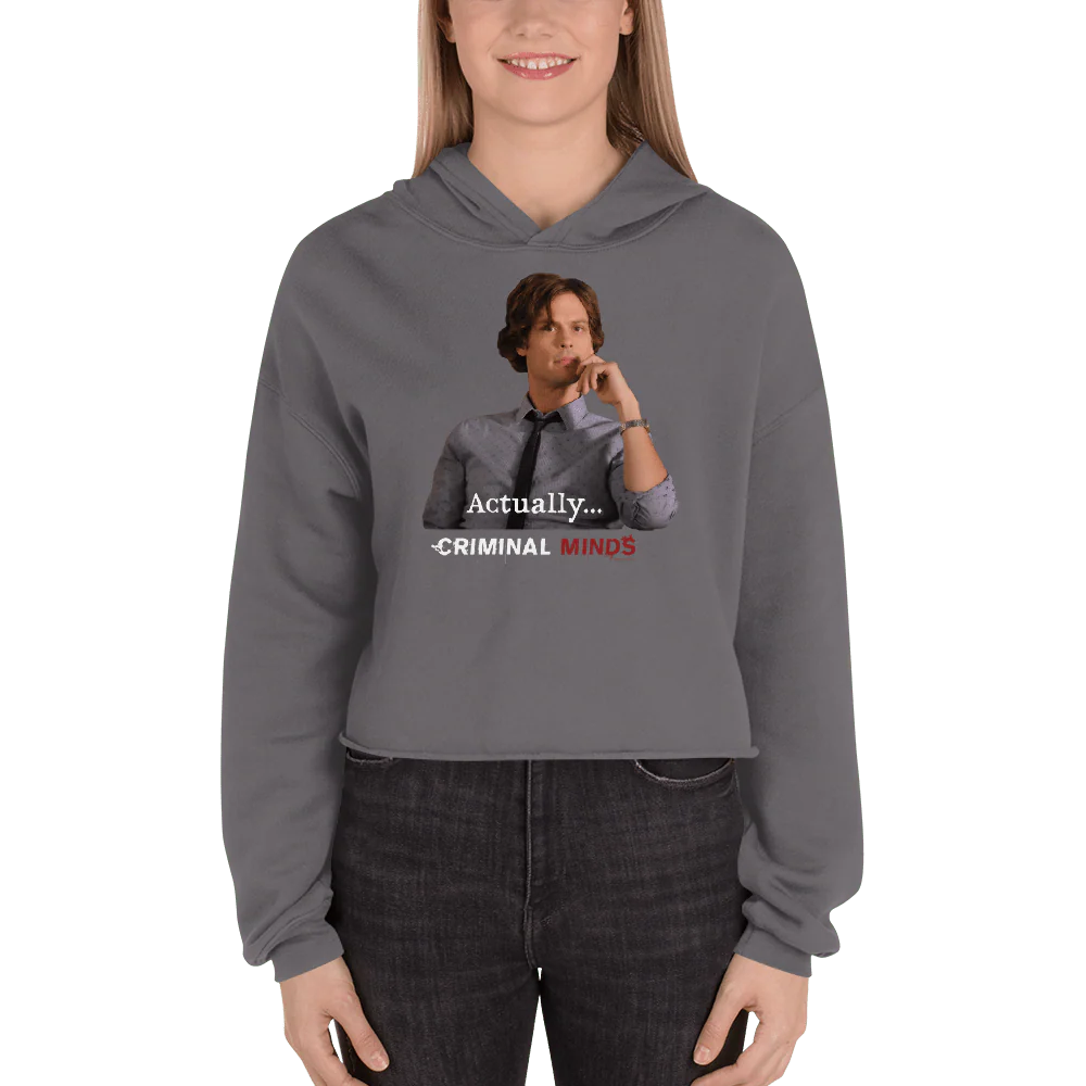 Criminal Minds Spencer Reid Actually... Women's Fleece Crop Hooded Sweatshirt - Image 9