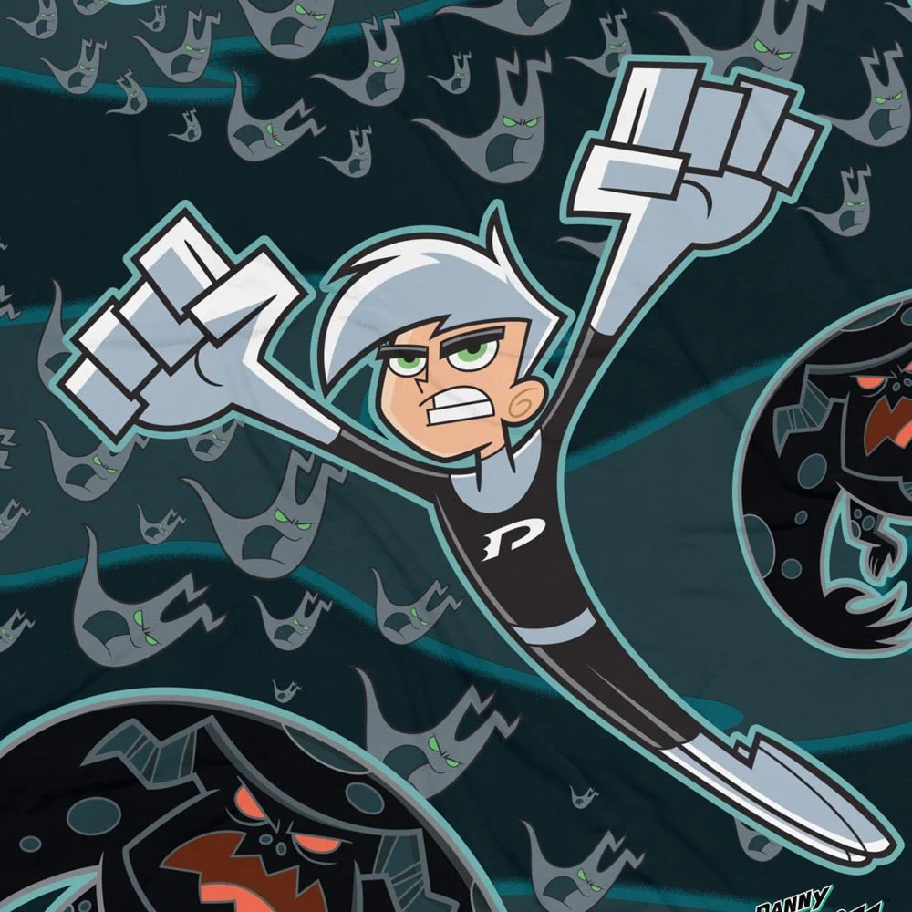 Danny Phantom Phantom In Flight Grey Fleece Blanket - Image 2