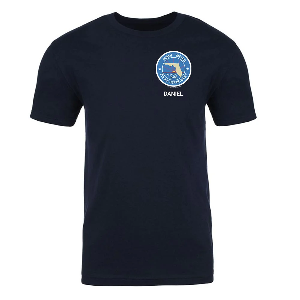 Dexter Miami Metro Police Badge Personalized Adult Short Sleeve T-Shirt - Image 2