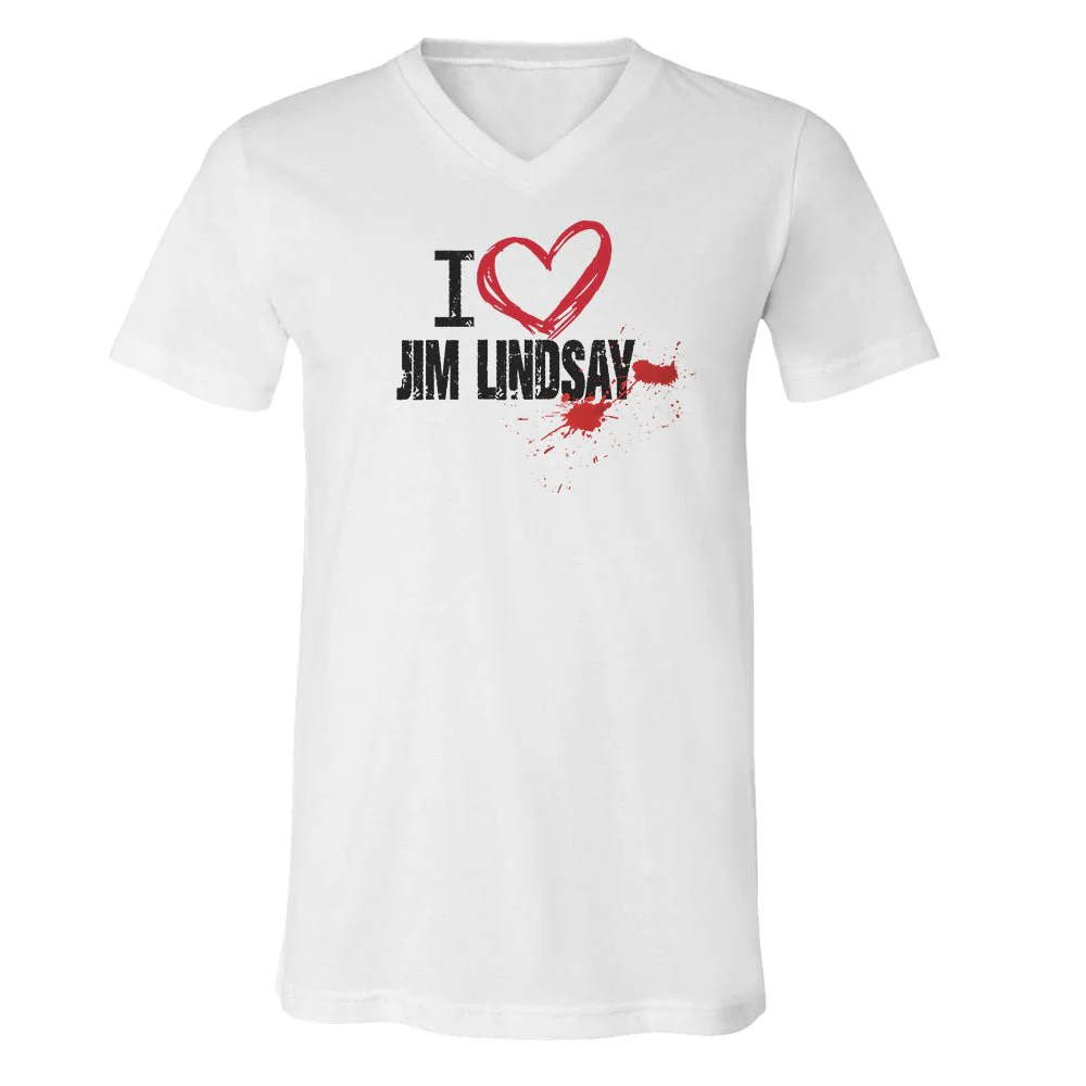 Dexter: New Blood I Heart Jim Lindsay Adult V-Neck T-Shirt - Image 4