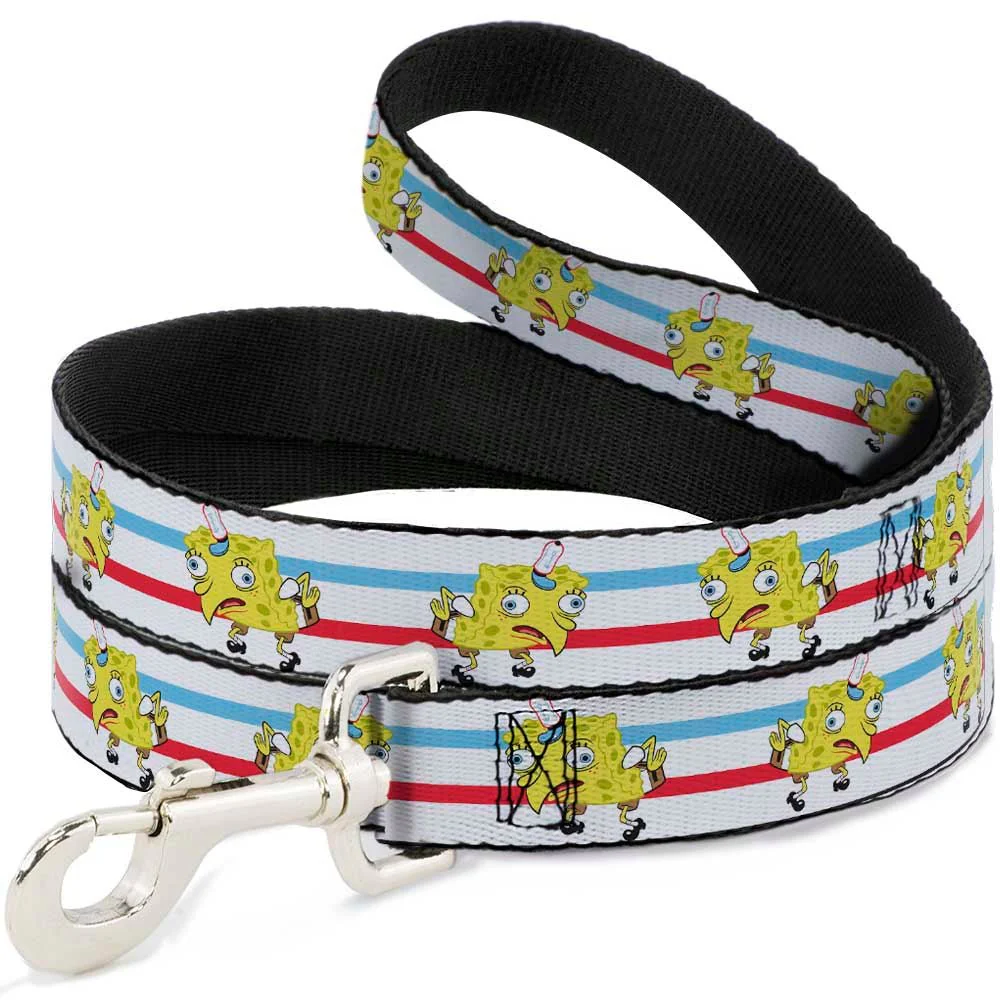 SpongeBob SquarePants Dog Leash Mocking SpongeBob Pose Stripe White/Blue/Red