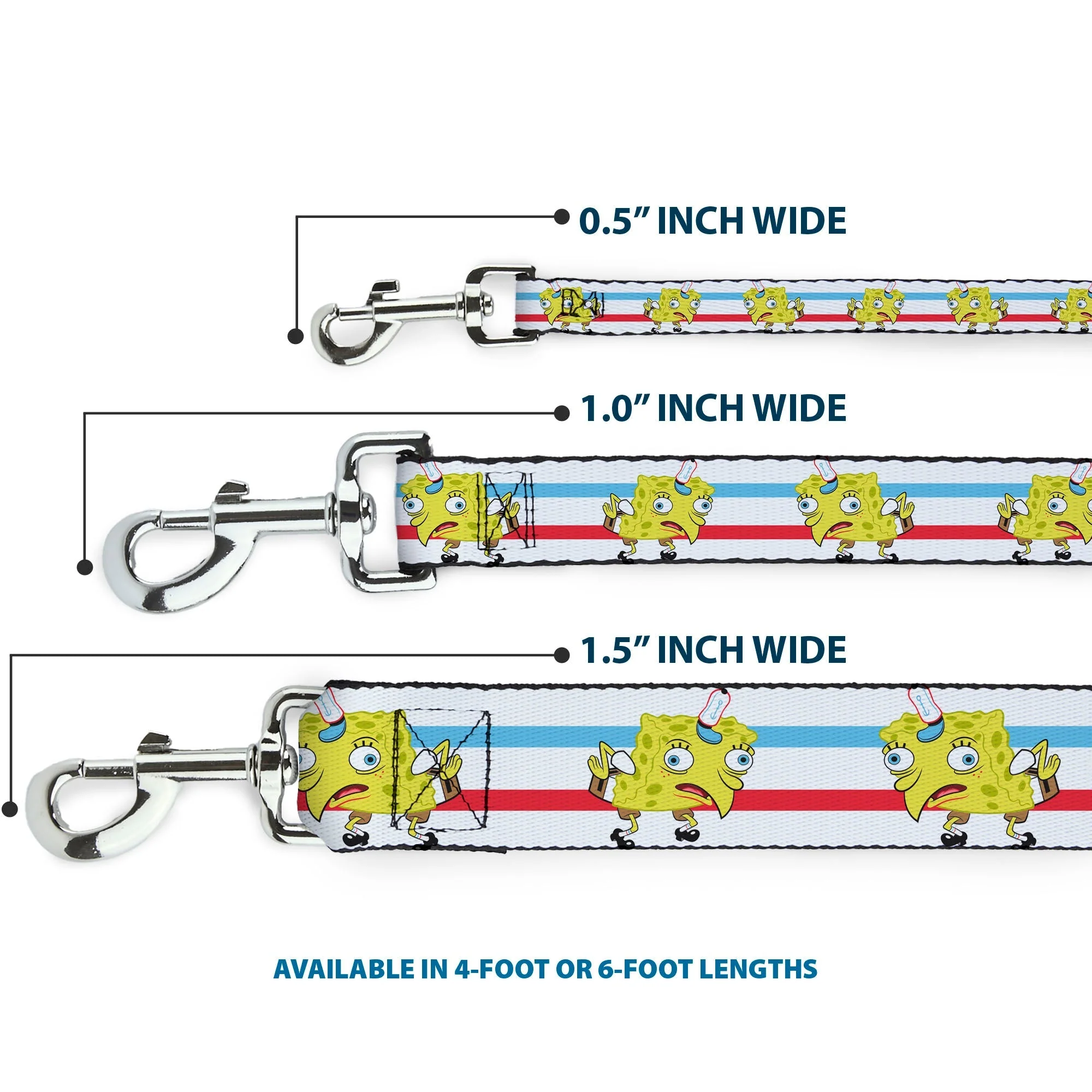 SpongeBob SquarePants Dog Leash Mocking SpongeBob Pose Stripe White/Blue/Red - Image 3