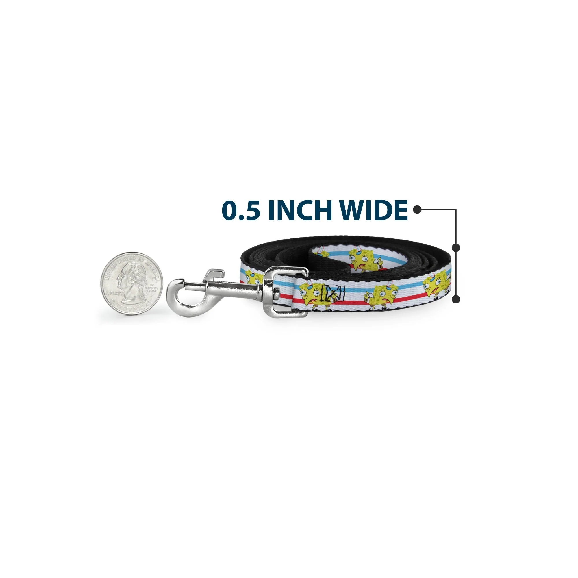 SpongeBob SquarePants Dog Leash Mocking SpongeBob Pose Stripe White/Blue/Red - Image 4