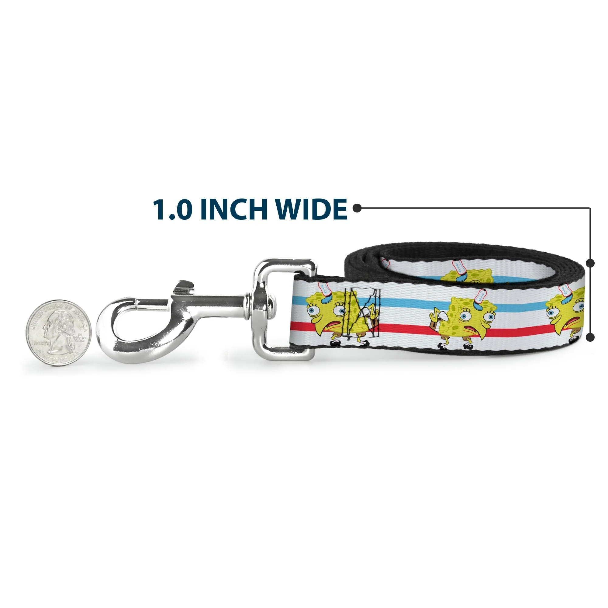 SpongeBob SquarePants Dog Leash Mocking SpongeBob Pose Stripe White/Blue/Red - Image 5