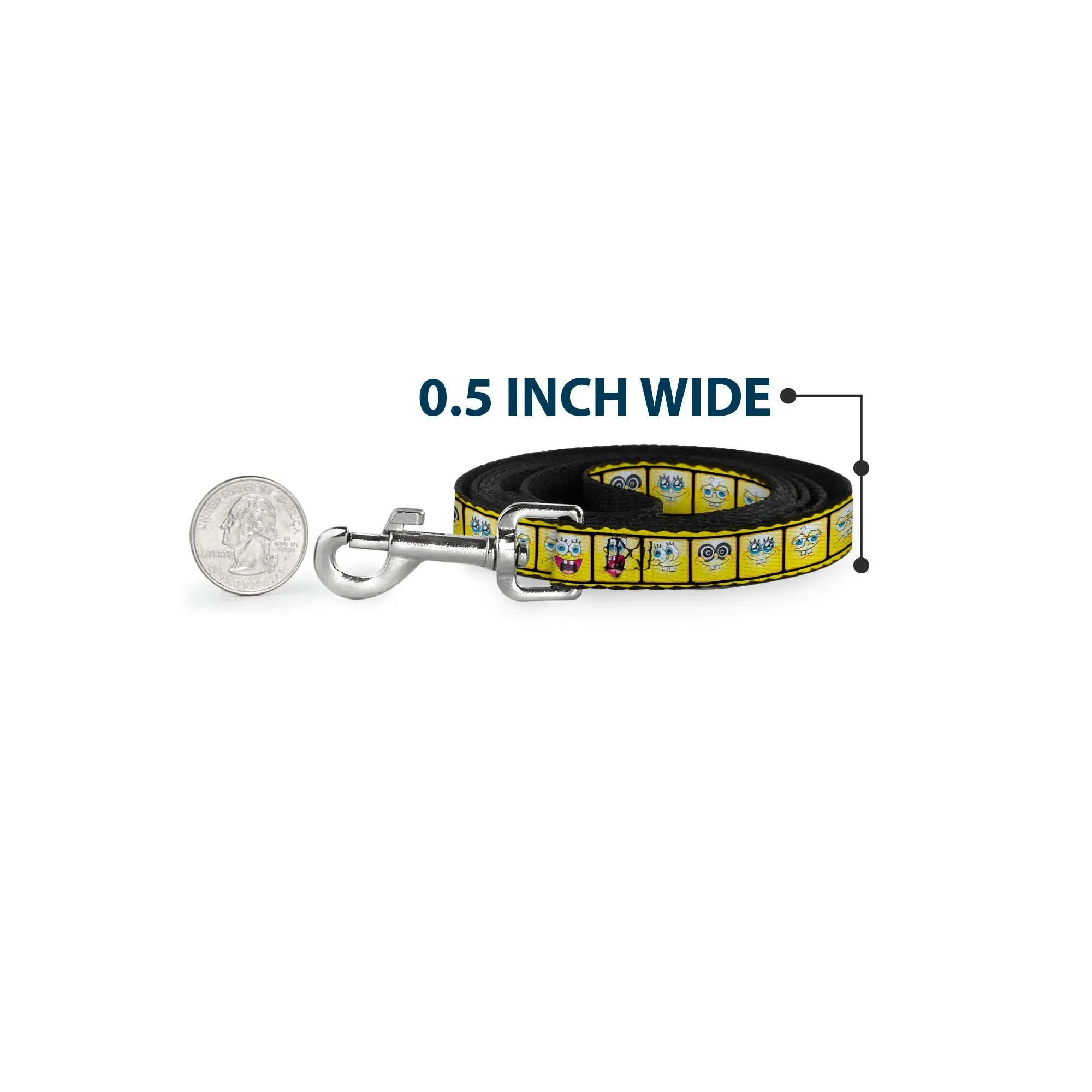 SpongeBob Dog Leash 10-Expressions Filmstrip Yellow Black White - Image 4
