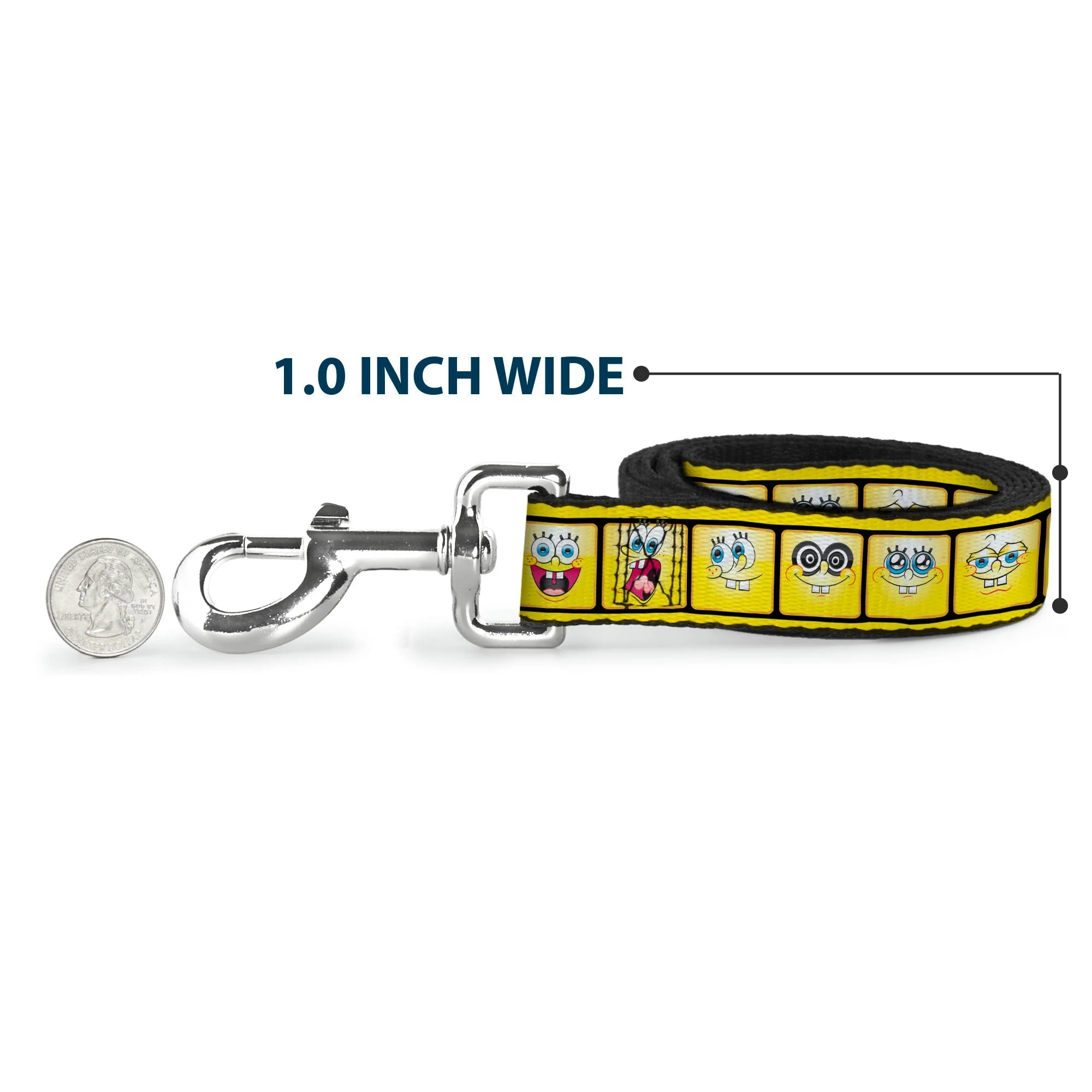 SpongeBob Dog Leash 10-Expressions Filmstrip Yellow Black White - Image 5