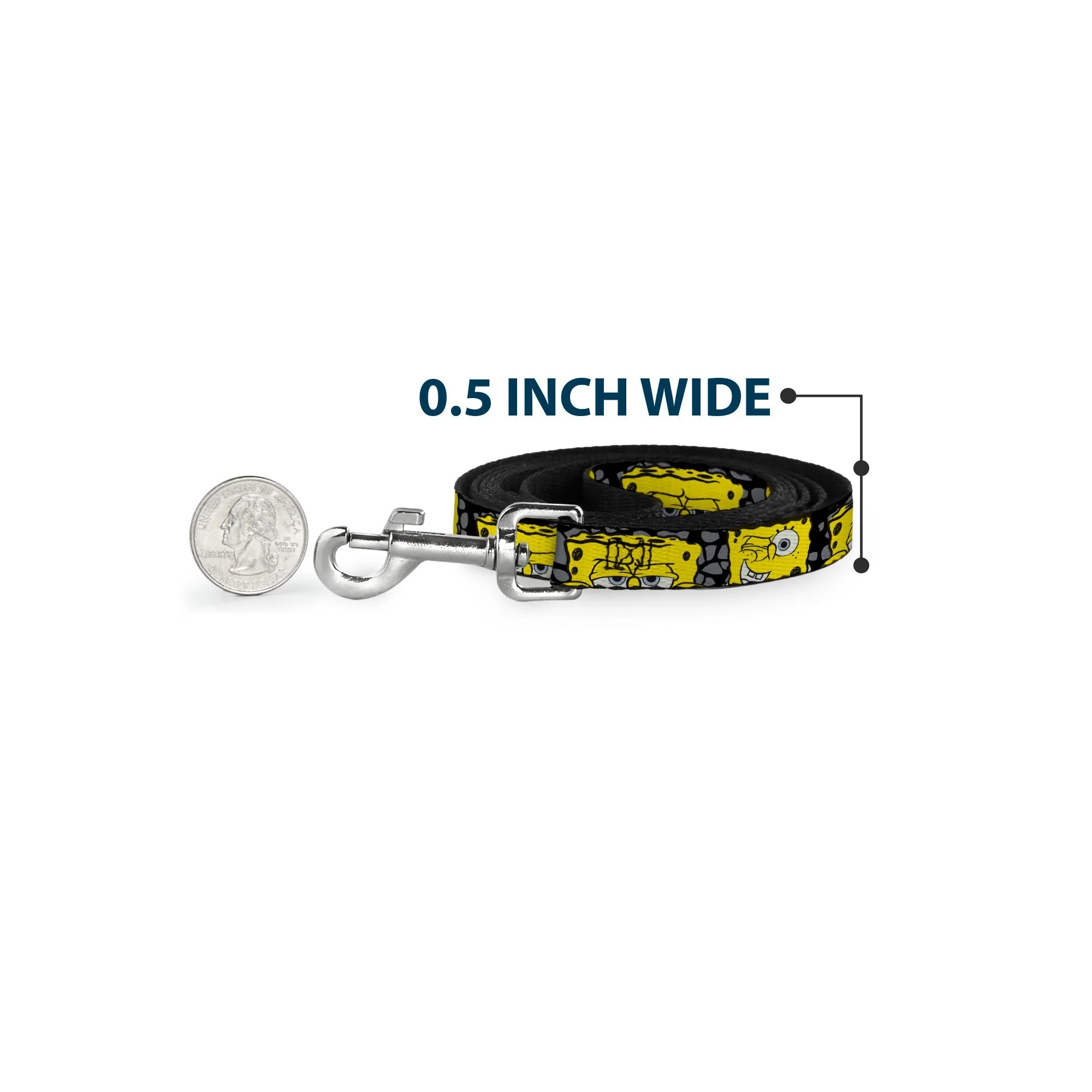 SpongeBob SquarePants Dog Leash 4-CLOSE-UP Expressions Crackle Black/Gray/Yellow - Image 4
