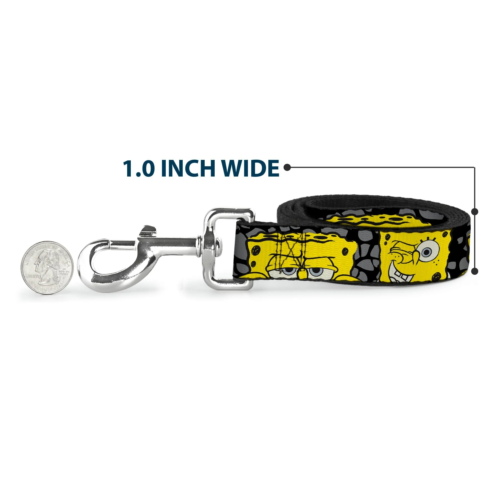SpongeBob SquarePants Dog Leash 4-CLOSE-UP Expressions Crackle Black/Gray/Yellow - Image 5