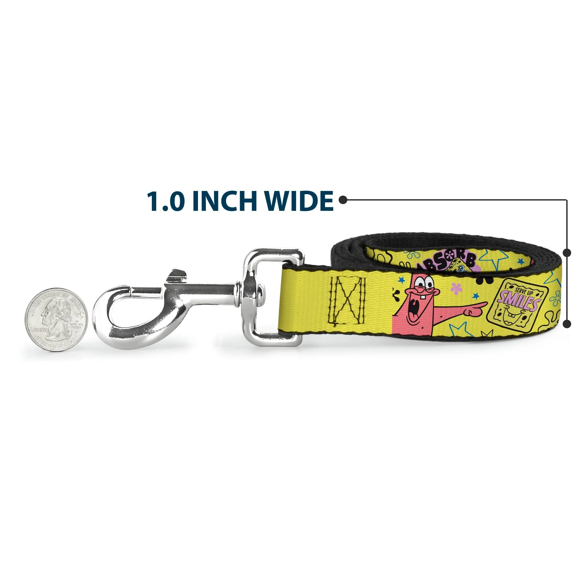 SpongeBob SquarePants Dog Leash LOVE and SMILES Poses Durable Yellow/Multi Color - Image 5