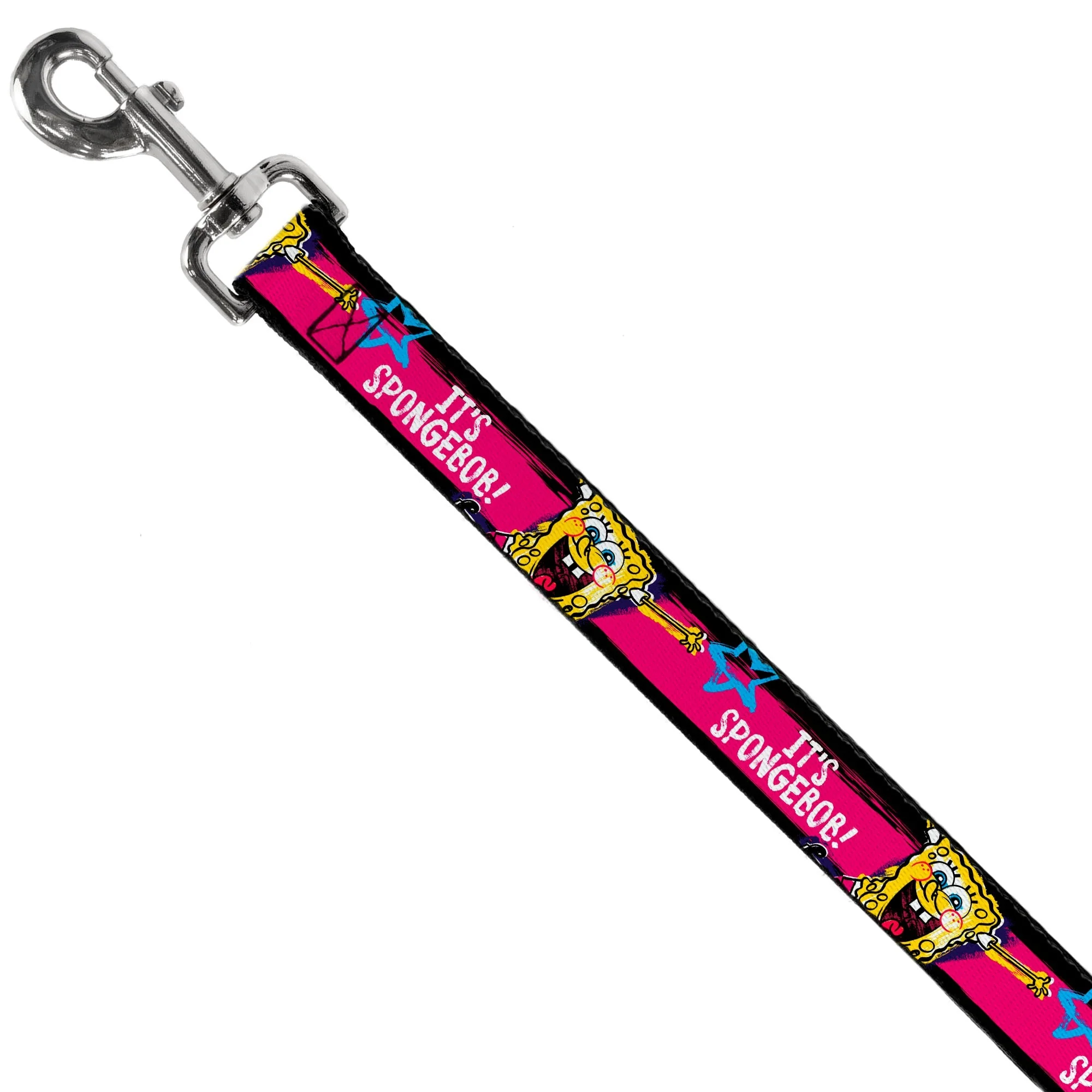 SpongeBob Dog Leash Pose IT'S SPONGEBOB! Stripe Black/Pink/Blue/White Various Sizes - Image 2
