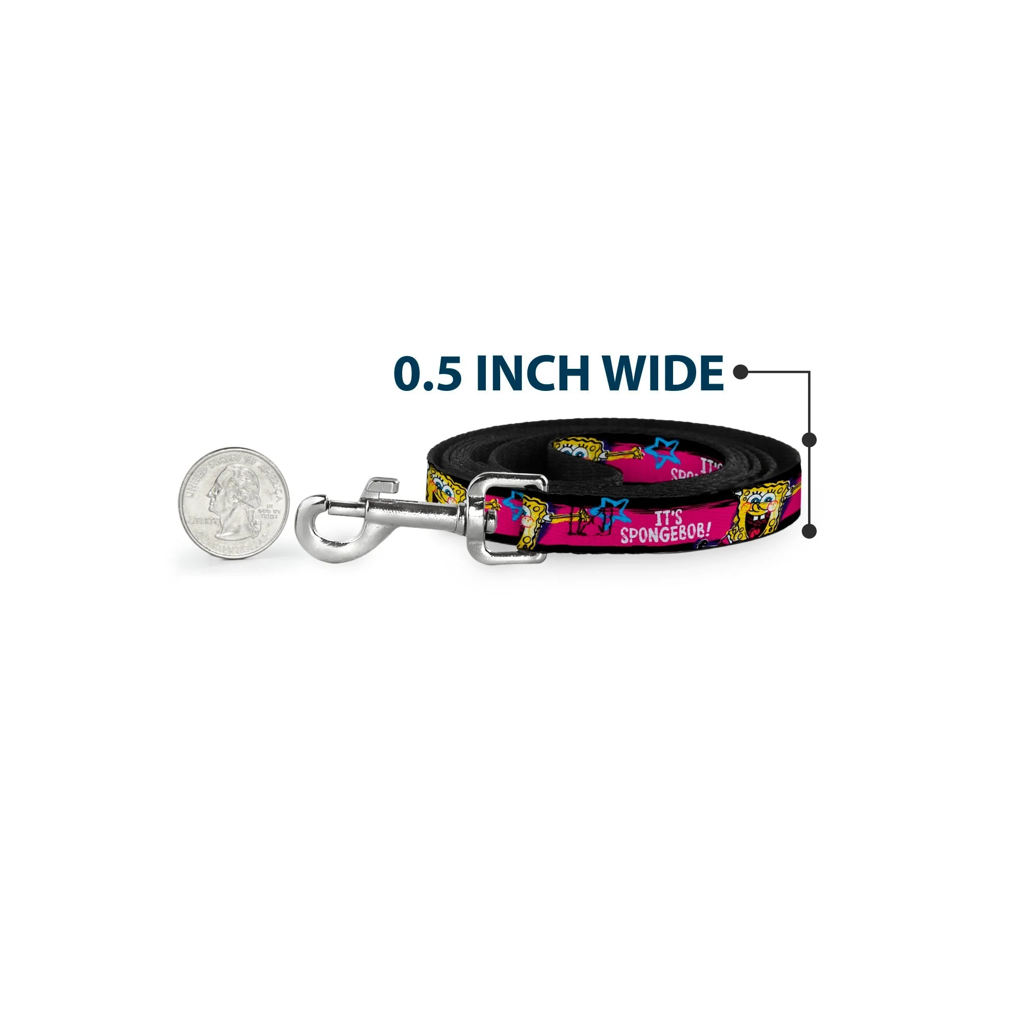 SpongeBob Dog Leash Pose IT'S SPONGEBOB! Stripe Black/Pink/Blue/White Various Sizes - Image 4
