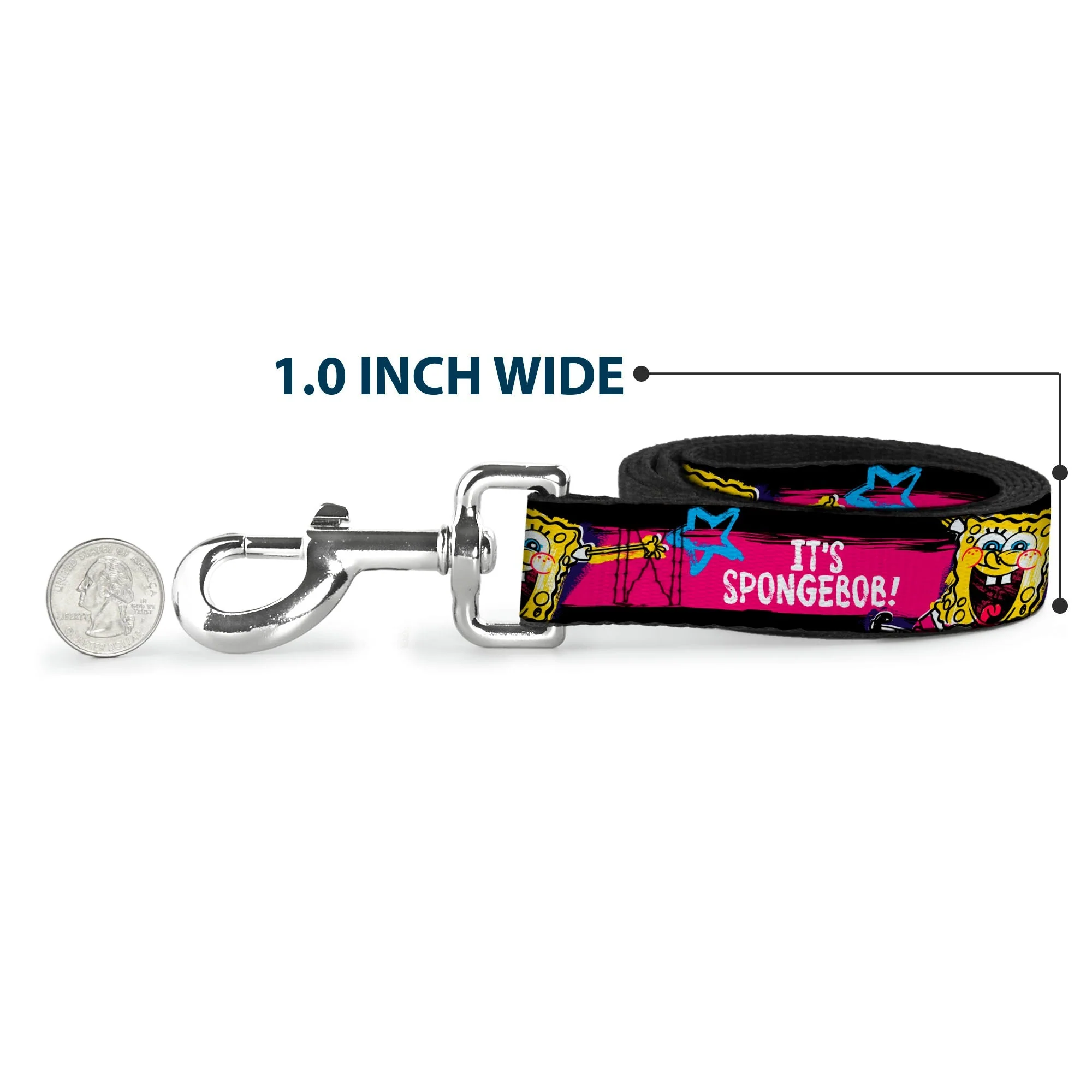 SpongeBob Dog Leash Pose IT'S SPONGEBOB! Stripe Black/Pink/Blue/White Various Sizes - Image 5