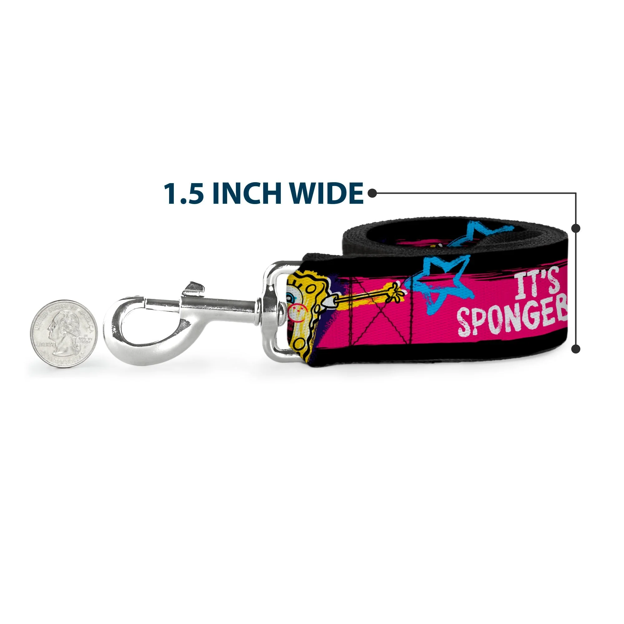 SpongeBob Dog Leash Pose IT'S SPONGEBOB! Stripe Black/Pink/Blue/White Various Sizes - Image 6