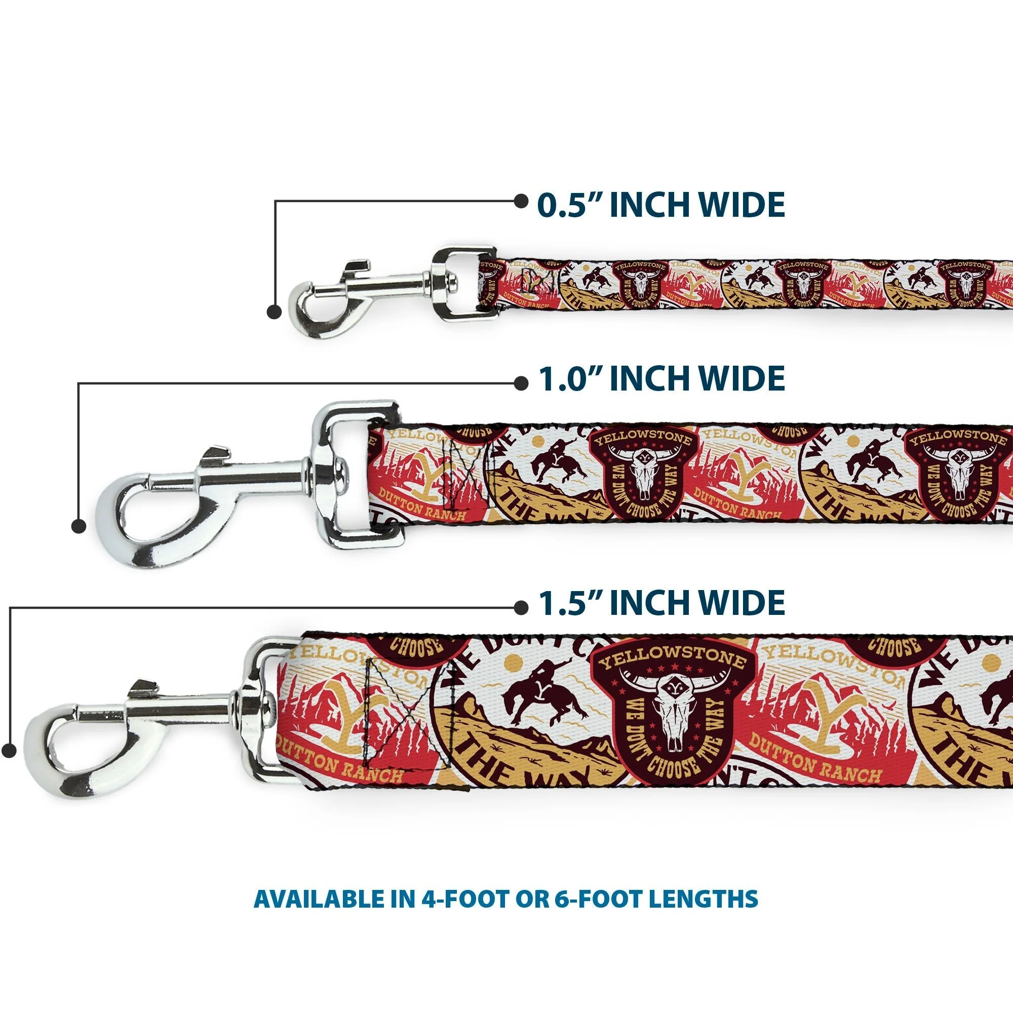 Yellowstone Patches Stacked Browns Reds Yellows Pet Leash - Image 3