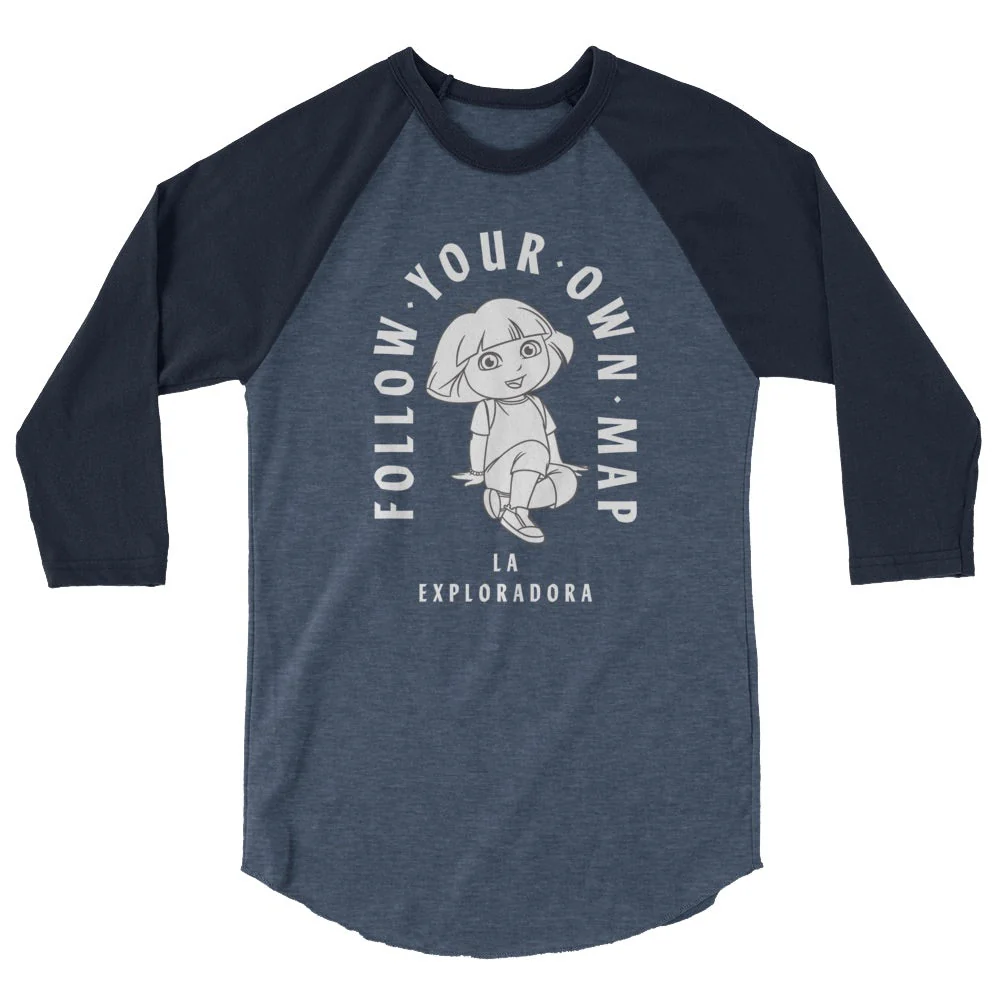 Dora the Explorer Follow Your Own Map Unisex 3/4 Sleeve Raglan Shirt