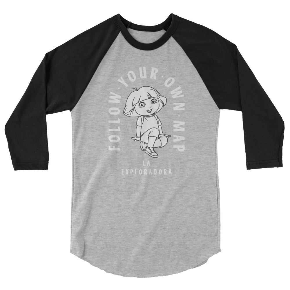 Dora the Explorer Follow Your Own Map Unisex 3/4 Sleeve Raglan Shirt - Image 6
