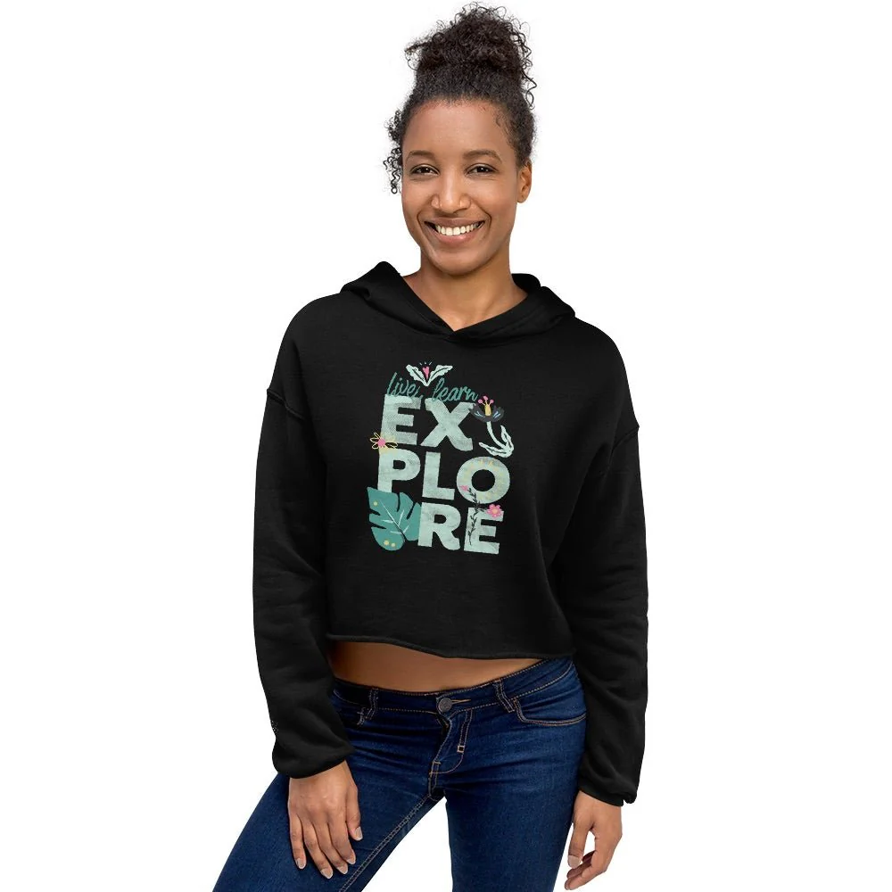 Dora the Explorer Live, Learn, Explore Women's Fleece Crop Hooded Sweatshirt - Image 4