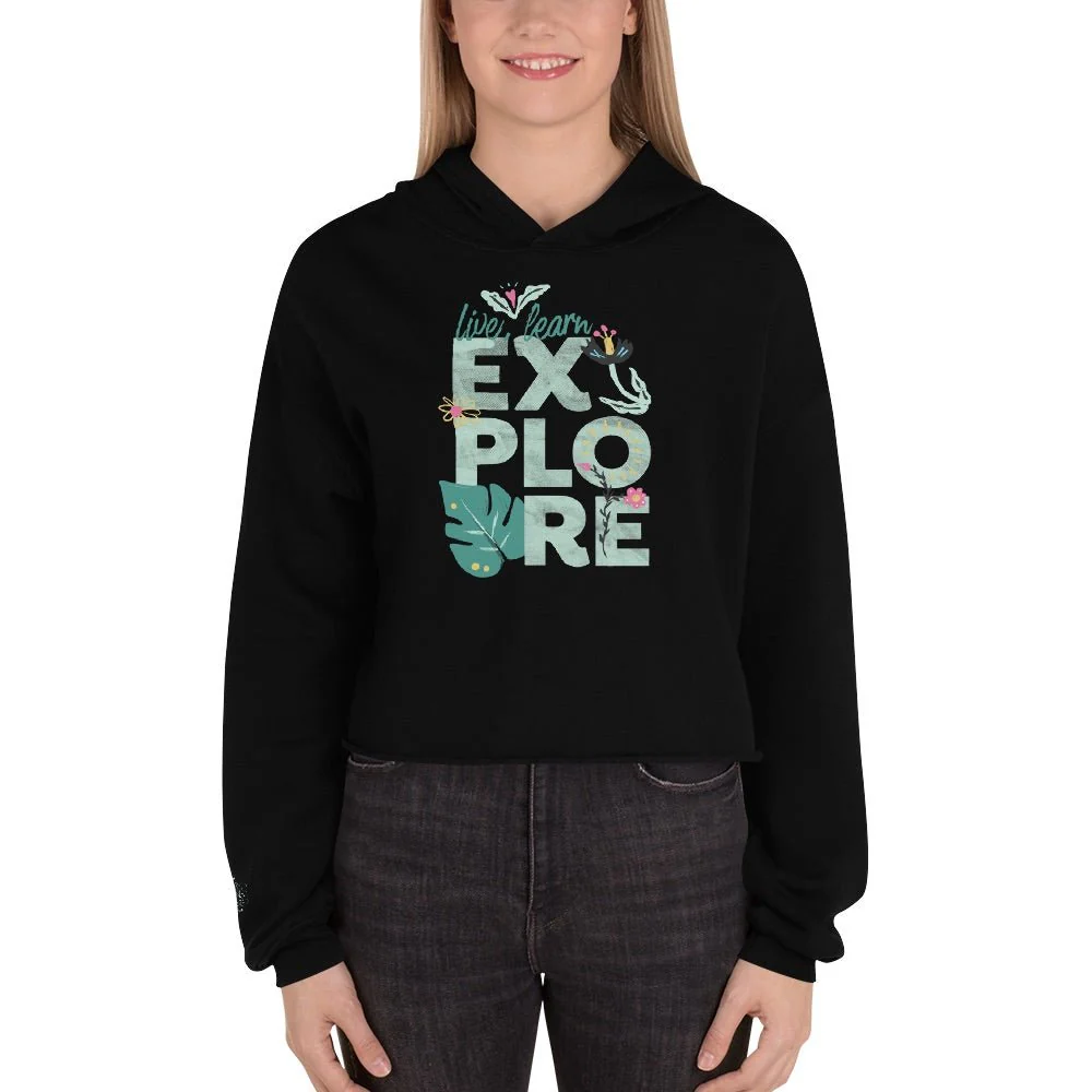 Dora the Explorer Live, Learn, Explore Women's Fleece Crop Hooded Sweatshirt - Image 5