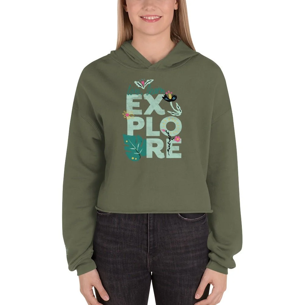 Dora the Explorer Live, Learn, Explore Women's Fleece Crop Hooded Sweatshirt - Image 7