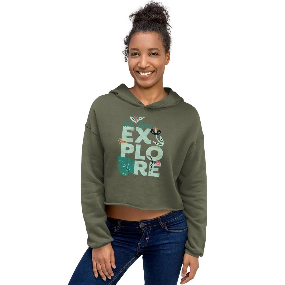 Dora the Explorer Live, Learn, Explore Women's Fleece Crop Hooded Sweatshirt - Image 8