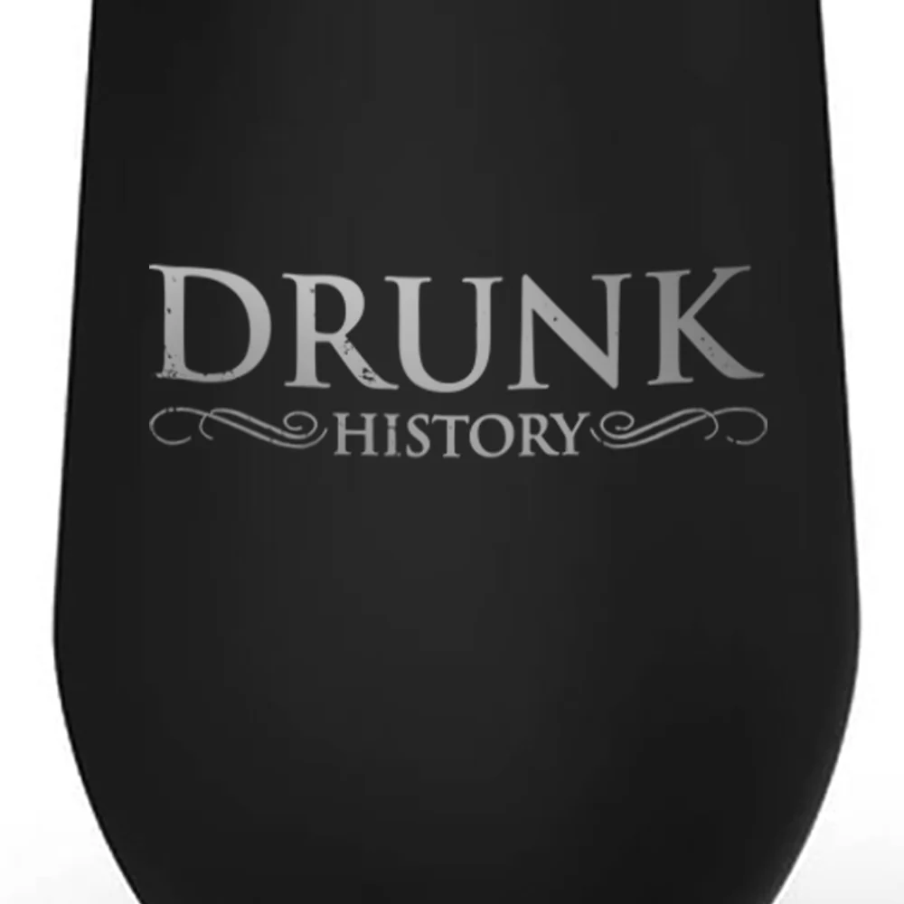 Drunk History Logo Laser Engraved Wine Tumbler with Straw - Image 2