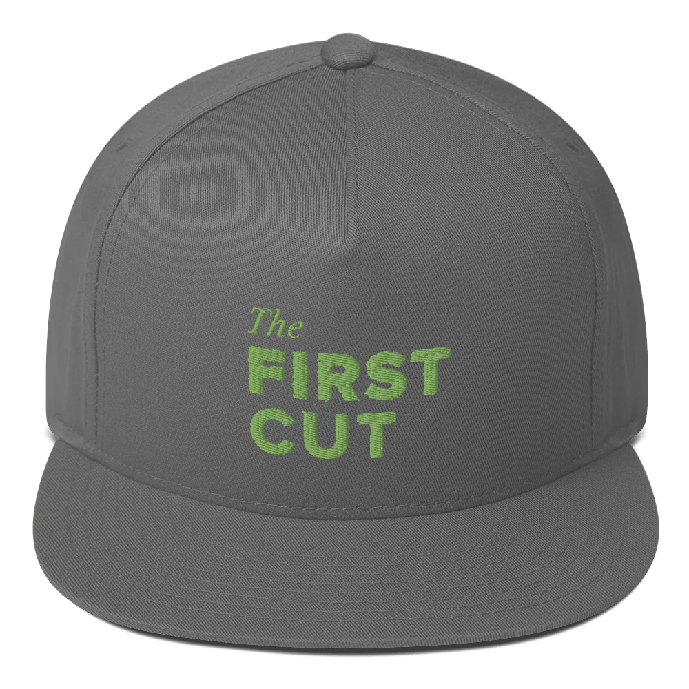 First Cut Golf Podcast Logo Embroidered Flat Bill Hat - Image 3