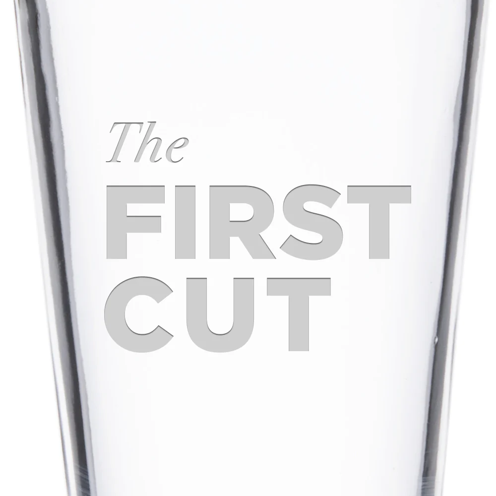 First Cut Golf Podcast Logo Laser Engraved Pint Glass - Image 2