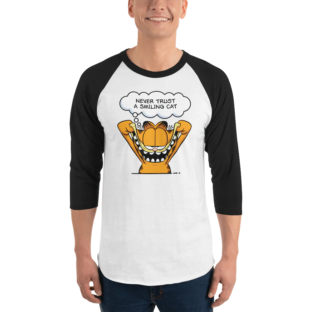 Garfield Smiling Cat Unisex 3/4 Sleeve Raglan Shirt - Image 2