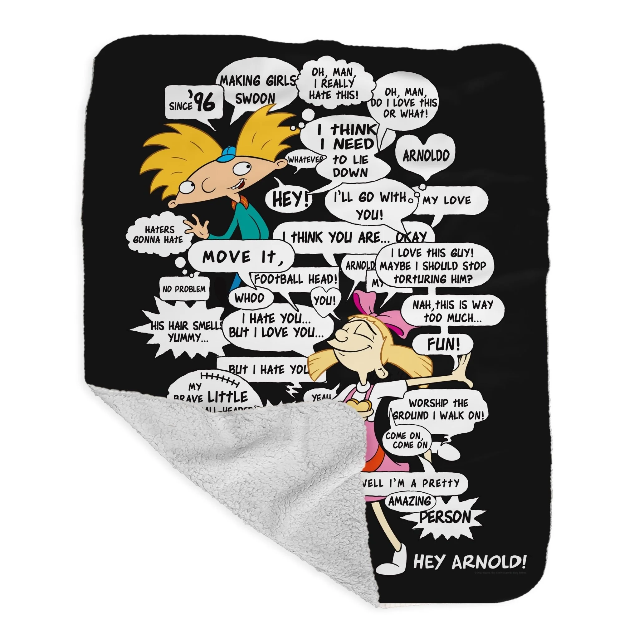 Hey Arnold! Comic Grey Sherpa Blanket - Image 3