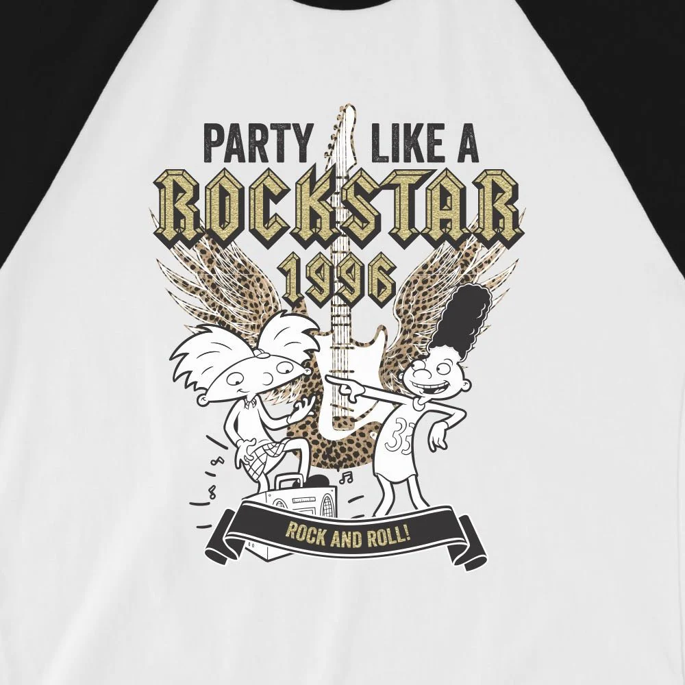 Hey Arnold! Party Like a Rockstar Unisex 3/4 Sleeve Raglan Shirt - Image 2