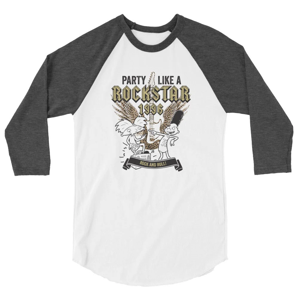 Hey Arnold! Party Like a Rockstar Unisex 3/4 Sleeve Raglan Shirt - Image 4
