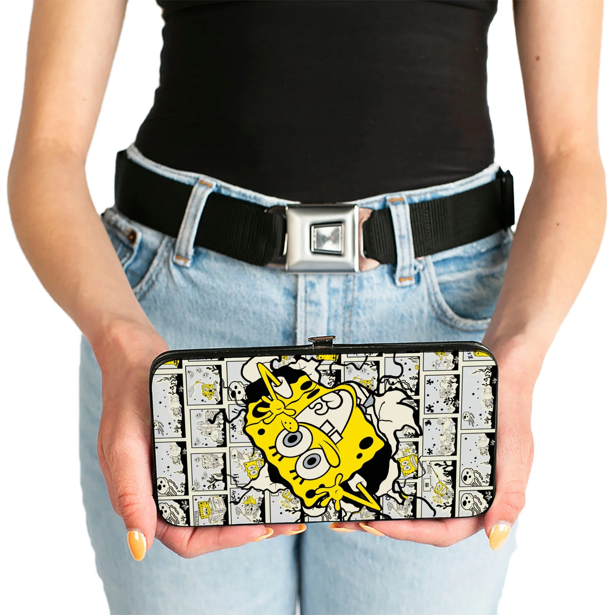 SpongeBob SquarePants Hinged Wallet Breakthrough Scene Blocks Vegan Leather Stainless Steel 7.0x4.0x0.75 Inches - Image 3