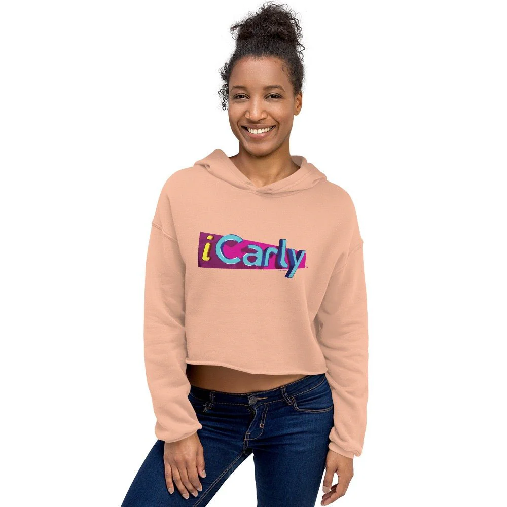iCarly Logo Women's Fleece Crop Hooded Sweatshirt - Image 3