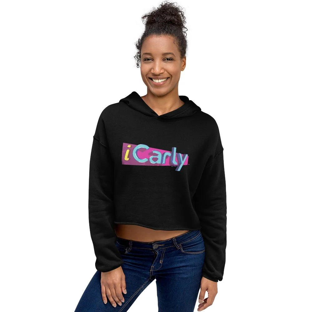 iCarly Logo Women's Fleece Crop Hooded Sweatshirt - Image 5