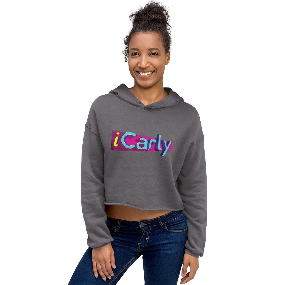 iCarly Logo Women's Fleece Crop Hooded Sweatshirt - Image 7